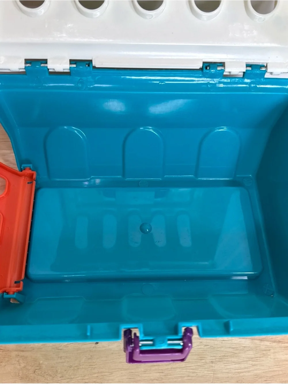 BATTAT Orange White Teal Dog Cat Pet Carrier Hard Plastic 10 x 8 Play Vet